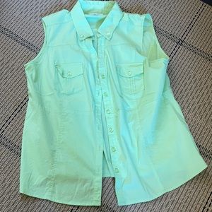 Bright green summer dress barn button up blouse